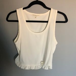 New White Ruffle bottom Tank top